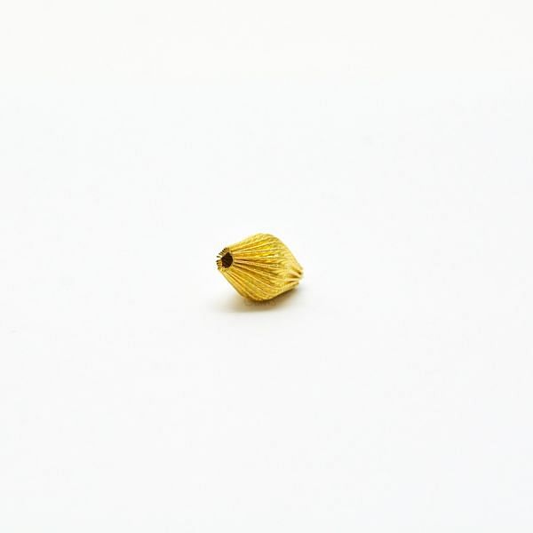18K Solid Yellow Gold Drum Shape Plain Lining Finishing 13X9mm Bead, SGTAN-0323, Sold By 1 Pcs.
