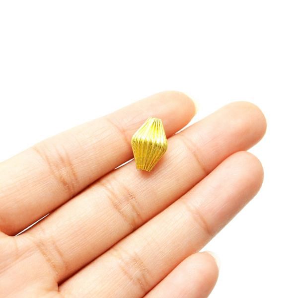 18K Solid Yellow Gold Drum Shape Plain Lining Finishing 13X9mm Bead, SGTAN-0323, Sold By 1 Pcs.