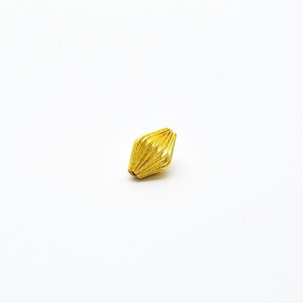 18K Solid Yellow Gold Drum Shape Plain Lining Finishing 11.5X8mm Bead