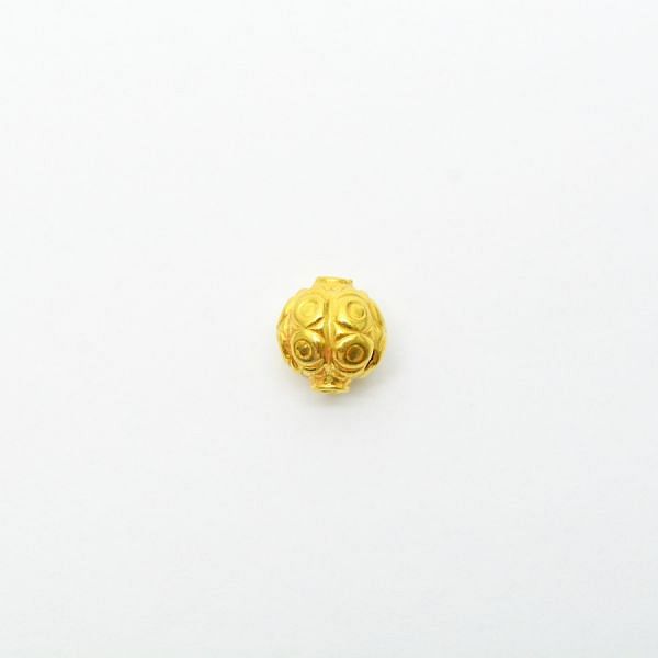 18K Solid Yellow Gold Ball Bead Shape Textured Finishing 11X11mm Bead, SGTAN-0355, Sold By 1 Pcs.