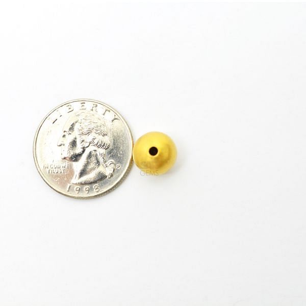 18K Solid Yellow Gold Ball Shape Plain Finishing 10mm Bead, SGTAN-0382, Sold By 1 Pcs.