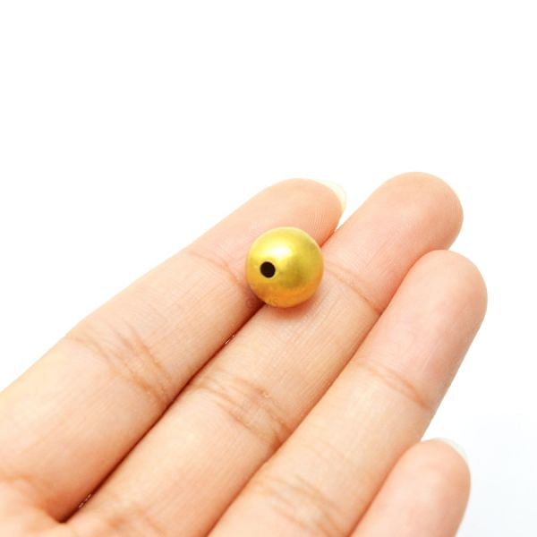 18K Solid Yellow Gold Ball Shape Plain Finishing 10mm Bead, SGTAN-0382, Sold By 1 Pcs.