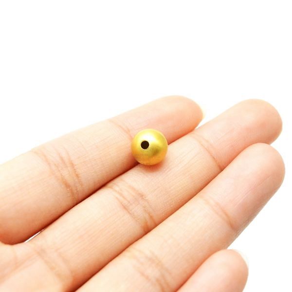 18K Solid Yellow Gold Ball Shape Plain Finishing 8mm Bead, SGTAN-0383, Sold By 1 Pcs.