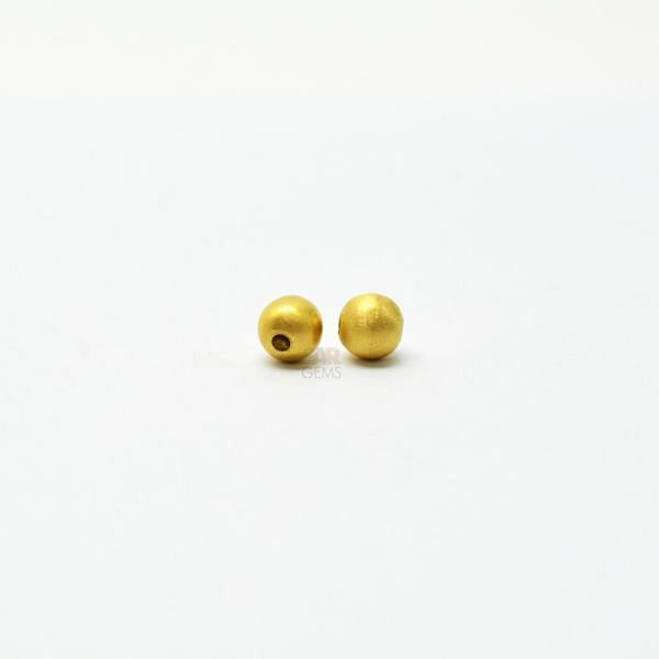 18K Solid Yellow Gold Ball Shape Plain Finishing 6mm Bead, SGTAN-0384, Sold By 1 Pcs.