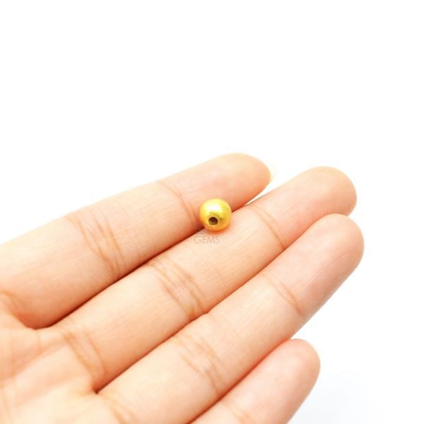 18K Solid Yellow Gold Ball Shape Brushed Finishing 6mm Bead, SGTAN-0387, Sold By 1 Pcs.