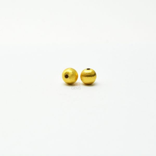 18K Solid Yellow Gold Ball Shape Brushed Finishing 8mm Bead, SGTAN-0388, Sold By 1 Pcs.