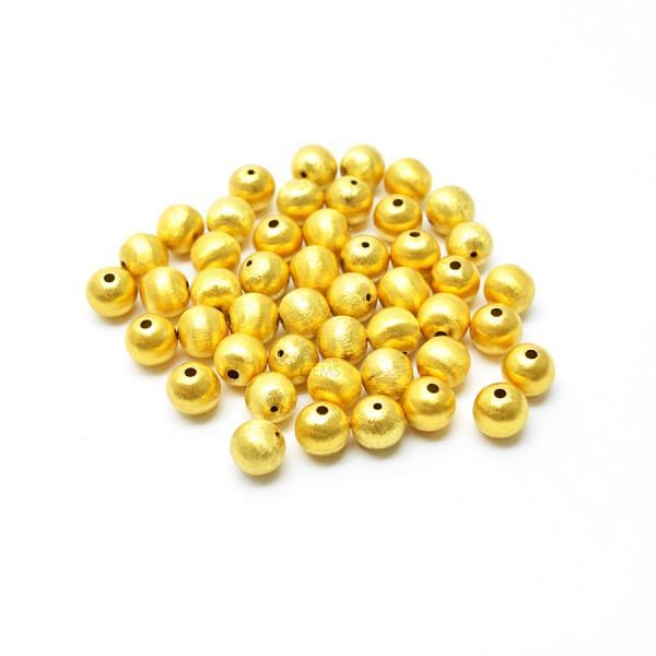 18K Solid Yellow Gold Ball Shape Brushed Finishing 8mm Bead, SGTAN-0388, Sold By 1 Pcs.