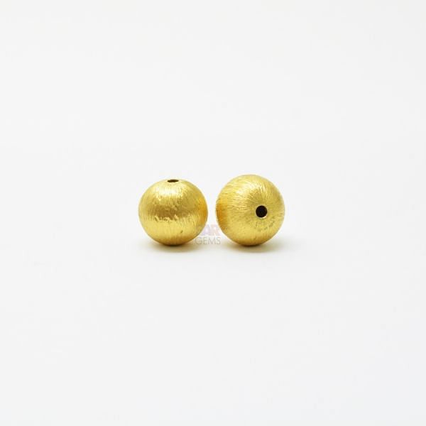 18K Solid Yellow Gold Ball Shape Brushed Finishing 12mm Bead, SGTAN-0389, Sold By 1 Pcs.