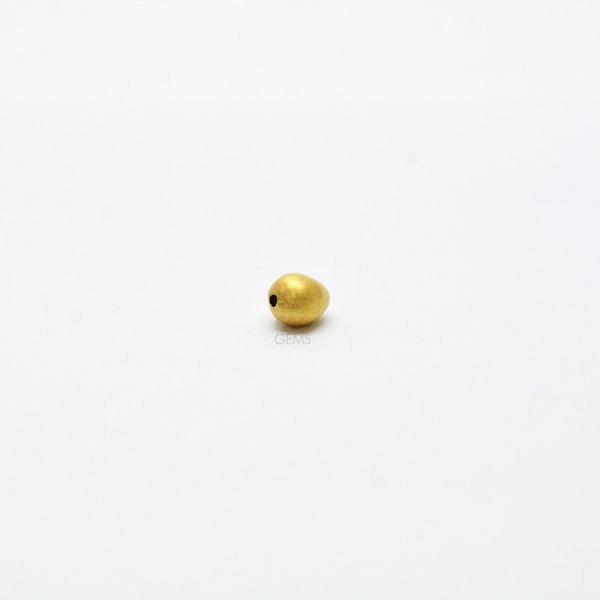 18K Solid Yellow Gold Drop Shape Matt Finishing 7,5X9,5mm Bead, SGTAN-0390, Sold By 1 Pcs.