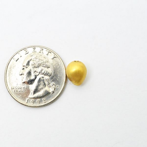 18K Solid Yellow Gold Drop Shape Matt Finishing 7,5X9,5mm Bead, SGTAN-0390, Sold By 1 Pcs.
