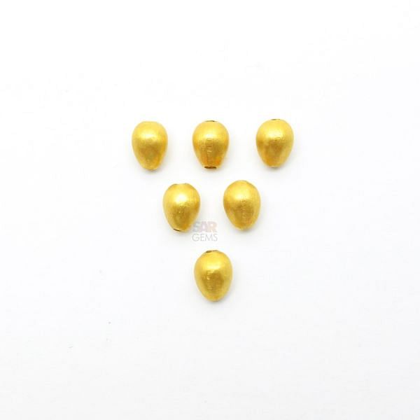 18K Solid Yellow Gold Drop Shape Matt Finishing 5X6,5mm Bead, SGTAN-0391, Sold By 1 Pcs.