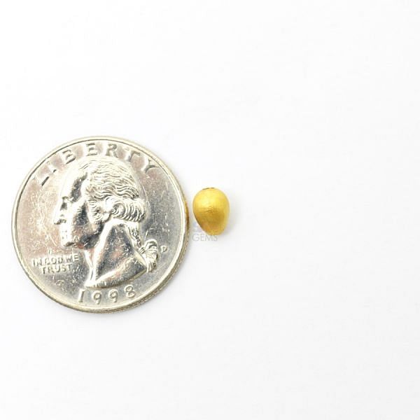 18K Solid Yellow Gold Drop Shape Matt Finishing 5X6,5mm Bead, SGTAN-0391, Sold By 1 Pcs.