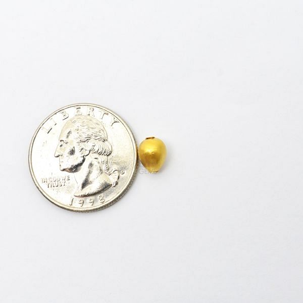 18K Solid Yellow Gold Drop Shape Matt Finishing 6X7,5mm Bead, SGTAN-0392, Sold By 1 Pcs.