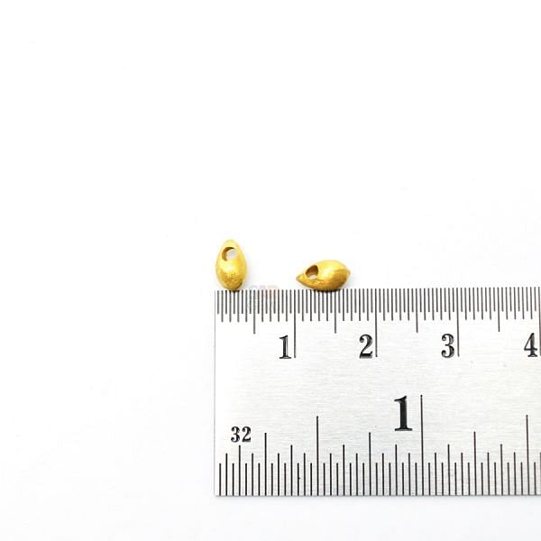 18K Solid Yellow Gold Drop Shape Brushed Finishing 4X6,5mm Bead, SGTAN-0394, Sold By 2 Pcs.