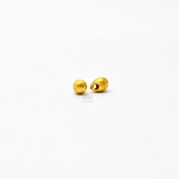 18K Solid Yellow Gold Drop Shape Brushed Finishing 5X7mm Bead, SGTAN-0395, Sold By 1 Pcs.