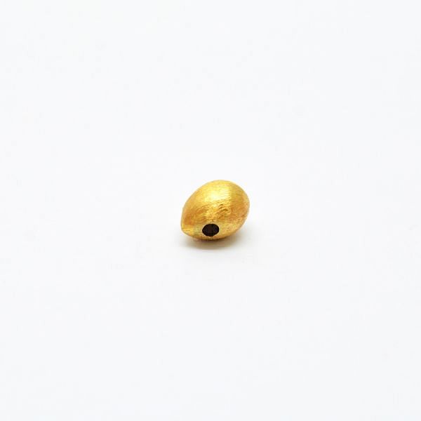 18K Solid Yellow Gold Drop Shape Brushed Finishing 7,5X9,5mm Bead, SGTAN-0396, Sold By 1 Pcs.