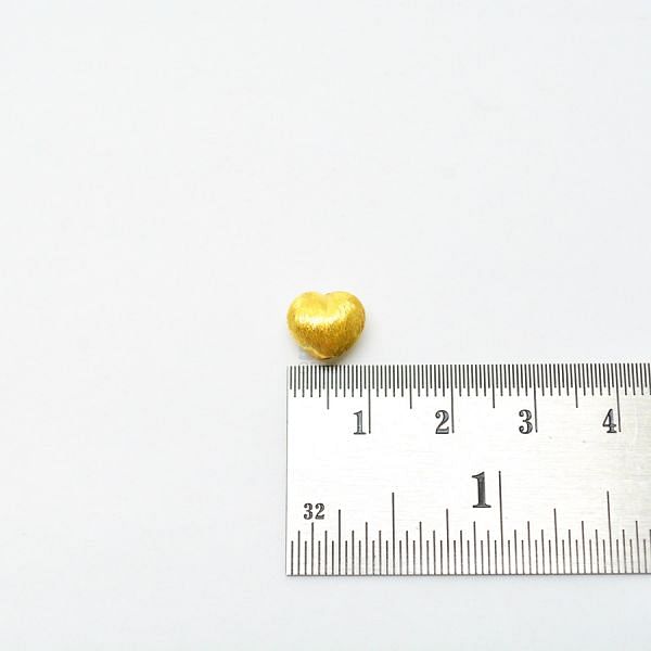 18K Solid Yellow Gold Heart Shape Brushed Finishing 9X9,5mm Bead, SGTAN-0398, Sold By 1 Pcs.