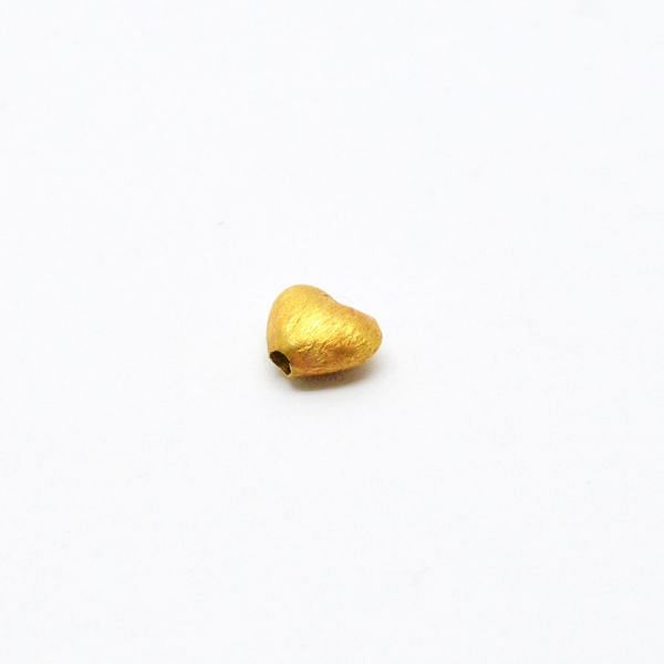 18K Solid Yellow Gold Heart Shape Brushed Finishing 7X7,5mm Bead, SGTAN-0399, Sold By 1 Pcs.