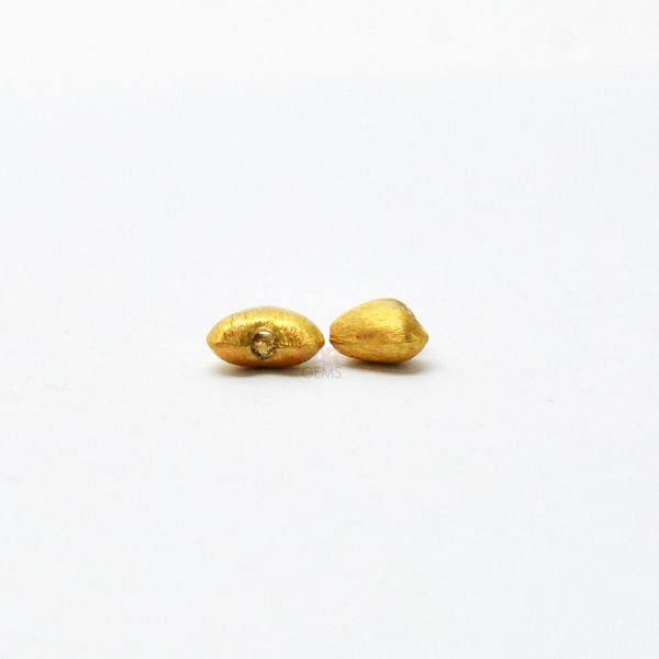 18K Solid Yellow Gold Heart Shape Brushed Finishing 7X7,5mm Bead, SGTAN-0399, Sold By 1 Pcs.