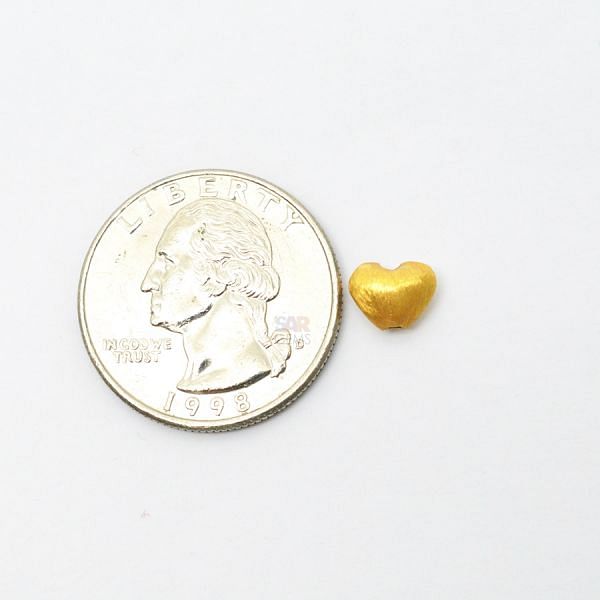 Buy 18K Solid Yellow Gold Heart Shape Brushed Finishing 7X7,5mm