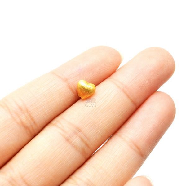 18K Solid Yellow Gold Heart Shape Brushed Finishing 5,5X6mm Bead, SGTAN-0401, Sold By 1 Pcs.