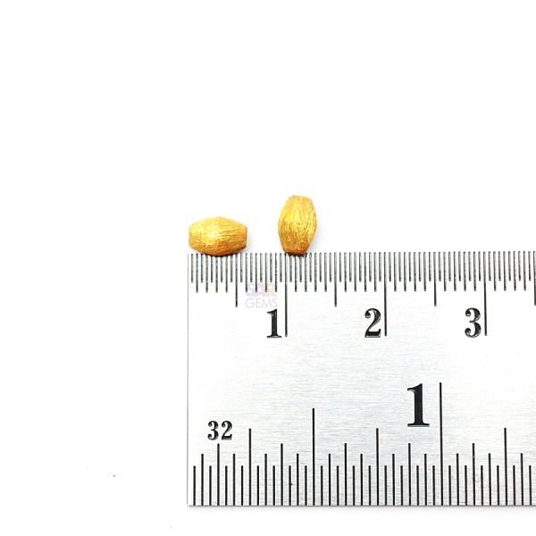 18K Solid Yellow Gold Oval Shape Brushed Finishing 4X5,5mm Bead, SGTAN-0402, Sold By 2 Pcs.