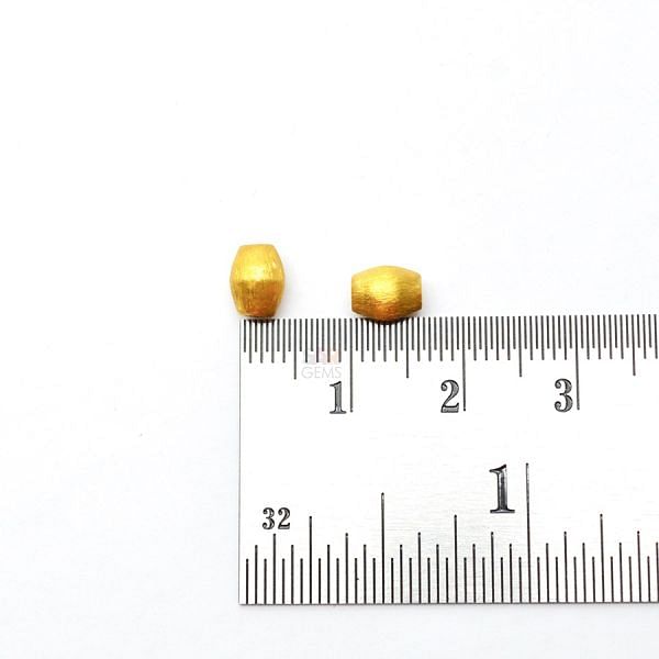 18K Solid Yellow Gold Oval Shape Brushed Finishing 5X6,5mm Bead, SGTAN-0403, Sold By 1 Pcs.