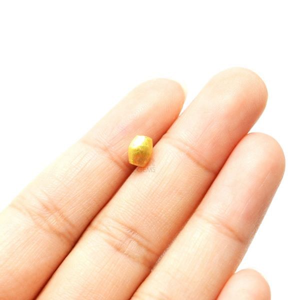 18K Solid Yellow Gold Oval Shape Brushed Finishing 5X6,5mm Bead, SGTAN-0403, Sold By 1 Pcs.