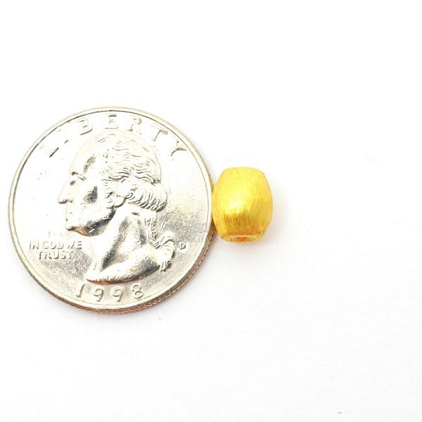 18K Solid Yellow Gold Oval Shape Brushed Finishing 5X7,5mm Bead, SGTAN-0404, Sold By 1 Pcs.