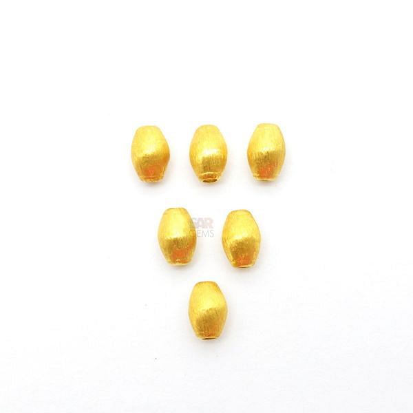 18K Solid Yellow Gold Oval Shape Brushed Finishing 7X8mm Bead, SGTAN-0405, Sold By 1 Pcs.
