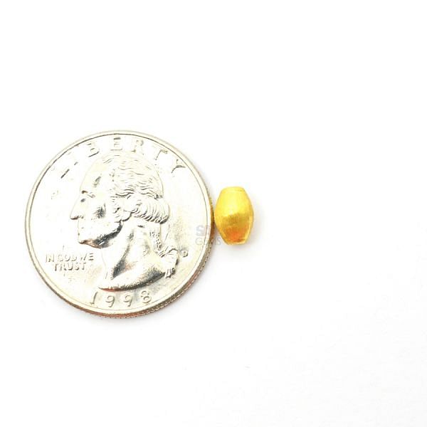 18K Solid Yellow Gold Oval Shape Brushed Finishing 7X8mm Bead, SGTAN-0405, Sold By 1 Pcs.