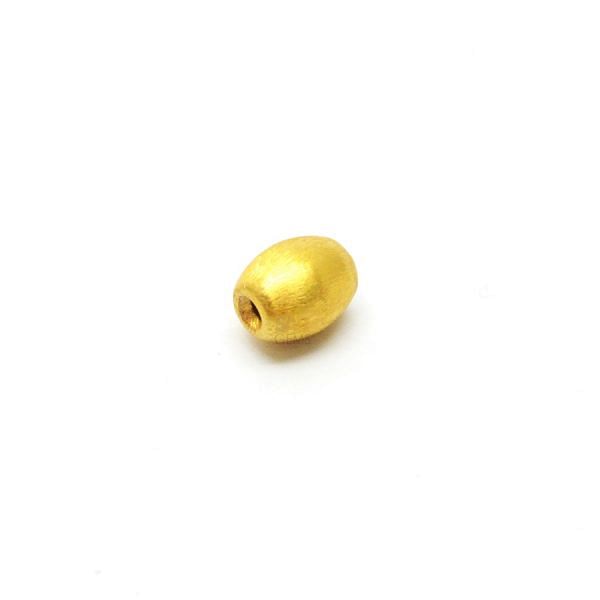 18K Solid Yellow Gold Oval Shape Brushed Finishing 8X9,5mm Bead, SGTAN-0406, Sold By 1 Pcs.