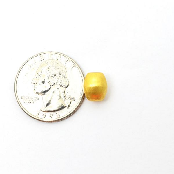 18K Solid Yellow Gold Oval Shape Brushed Finishing 8X9,5mm Bead, SGTAN-0406, Sold By 1 Pcs.