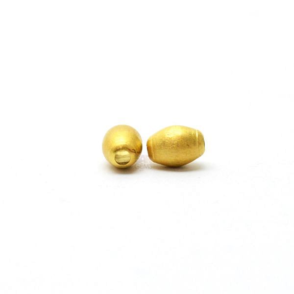 18K Solid Yellow Gold Oval Shape Matt Finishing 5X7mm Bead, SGTAN-0407, Sold By 1 Pcs.