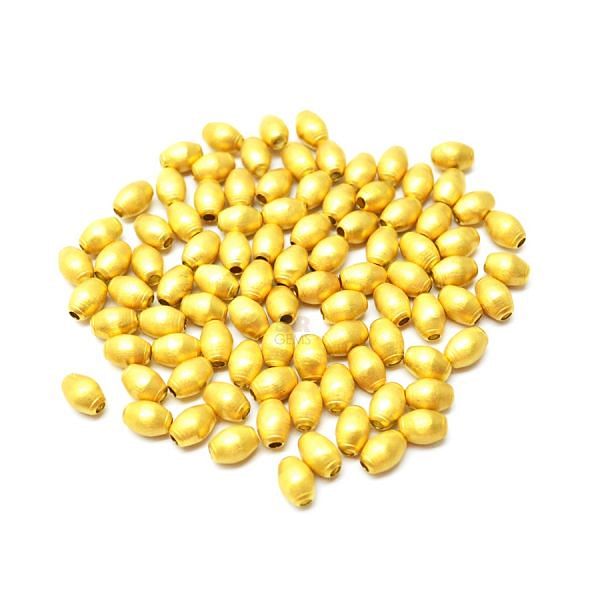 18K Solid Yellow Gold Oval Shape Matt Finishing 5X7mm Bead, SGTAN-0407, Sold By 1 Pcs.