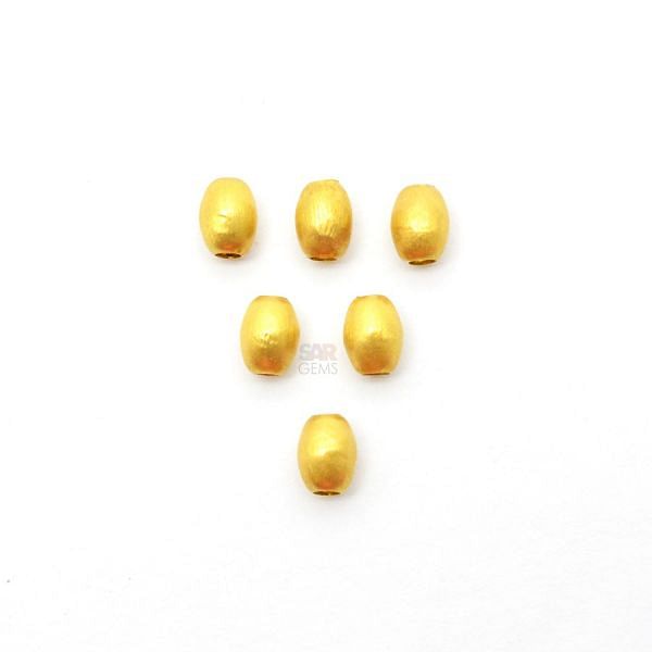 18K Solid Yellow Gold Oval Shape Matt Finishing 4X5mm Bead, SGTAN-0408, Sold By 2 Pcs.