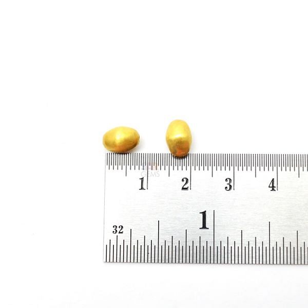 18K Solid Yellow Gold Oval Shape Matt Finishing 6X8,5mm Bead, SGTAN-0409, Sold By 1 Pcs.