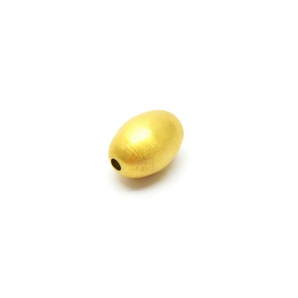 18K Solid Yellow Gold Oval Shape Matt Finishing 8X11mm Bead, SGTAN-0410, Sold By 1 Pcs.