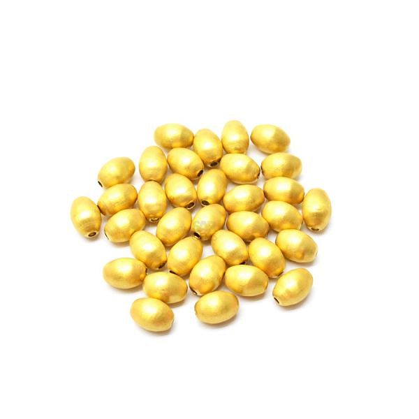 18K Solid Yellow Gold Oval Shape Matt Finishing 7X10mm Bead, SGTAN-0411, Sold By 1 Pcs.