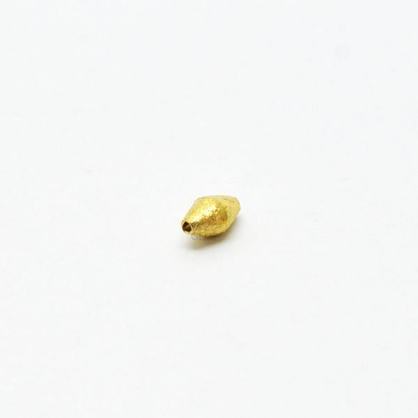18K Solid Yellow Gold Drum Shape Brushed Finishing 4.5X7.5mm Bead Sold by 2 Pcs 