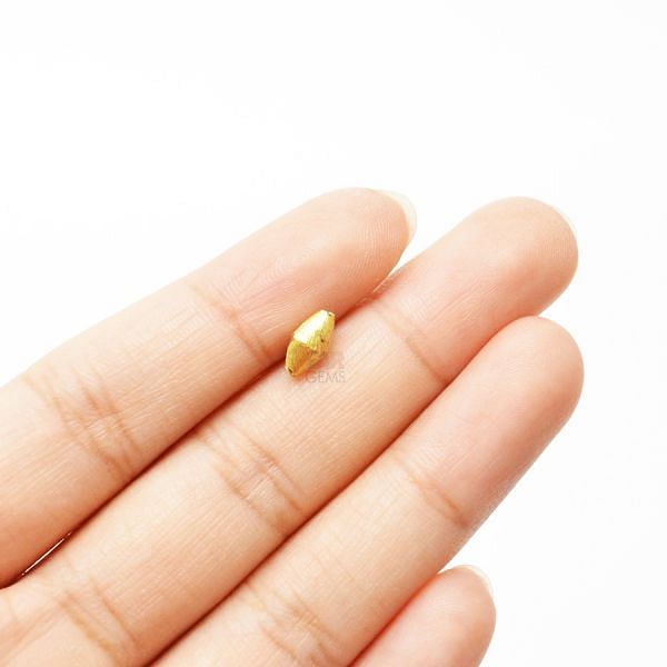18K Solid Yellow Gold Drum Shape Brushed Finishing 4.5X7.5mm Bead Sold by 2 Pcs 