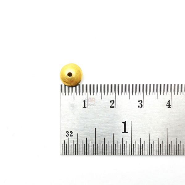 18K Solid Yellow Gold Puff Coin Shape Brushed Finishing 8mm Bead, SGTAN-0415, Sold By 1 Pcs.