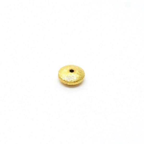 18K Solid Yellow Gold Puff Coin Shape Brushed Finishing 6mm Bead, SGTAN-0417, Sold By 1 Pcs.