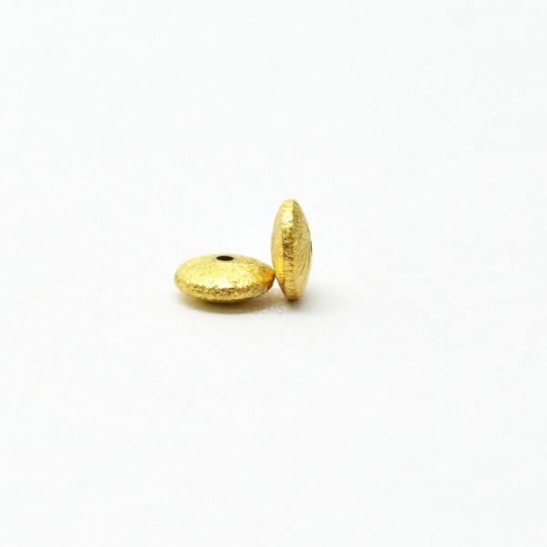 18K Solid Yellow Gold Puff Coin Shape Brushed Finishing 6mm Bead, SGTAN-0417, Sold By 1 Pcs.