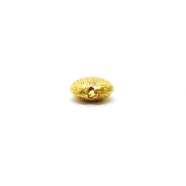 18K Solid Yellow Gold Puff Coin Shape Fancy Brushed Finishing 8mm Bead, SGTAN-0419, Sold By 1 Pcs.