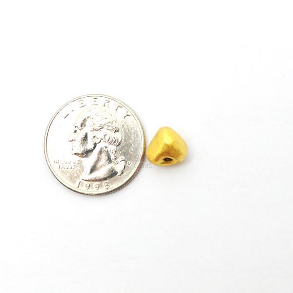 18K Solid Yellow Gold Nugget Shape Brushed Finishing 9X10mm Bead, SGTAN-0420, Sold By 1 Pcs.