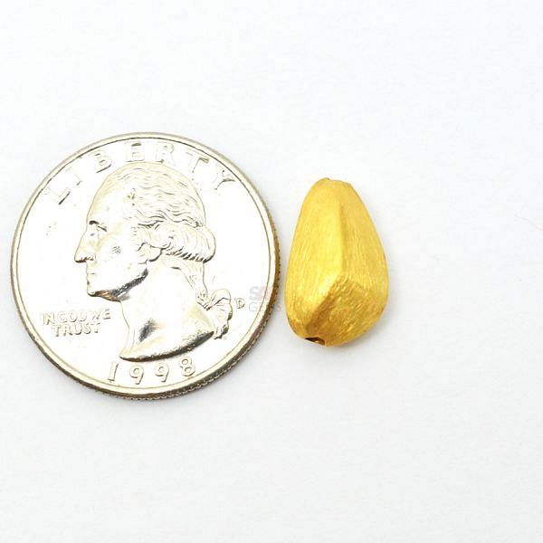 18K Solid Yellow Gold Nugget Shape Brushed Finishing 9X15X9mm Bead, SGTAN-0422, Sold By 1 Pcs.