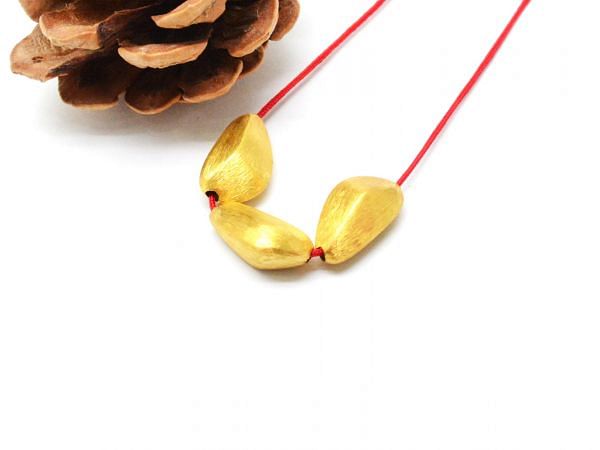 18K Solid Yellow Gold Nugget Shape Brushed Finishing 9X15X9mm Bead, SGTAN-0422, Sold By 1 Pcs.