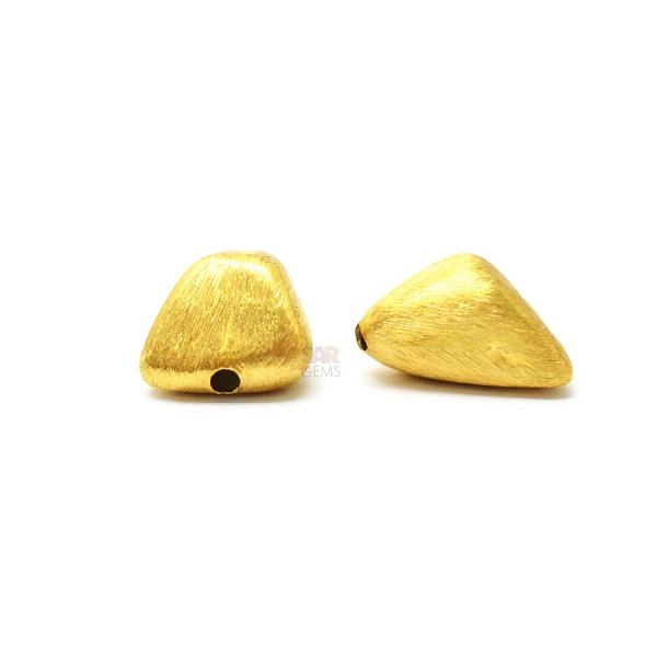 18K Solid Yellow Gold Nugget Shape Brushed Finishing 11,5X14X11mm Bead, SGTAN-0423, Sold By 1 Pcs.