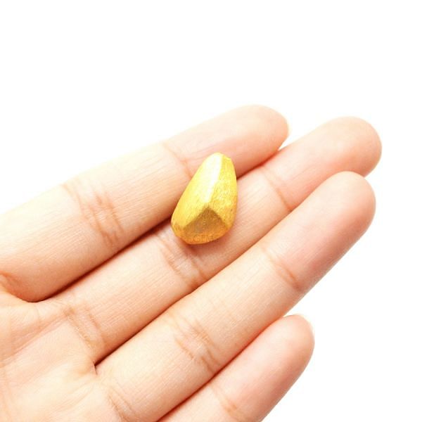 18K Solid Yellow Gold Nugget Shape Brushed Finishing 10X17,5X10,5mm Bead, SGTAN-0425, Sold By 1 Pcs.